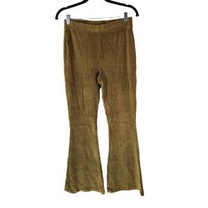 Aerie Womens Hi-Rise Groove-On Velour High Waisted Flare Pant Brown Size M